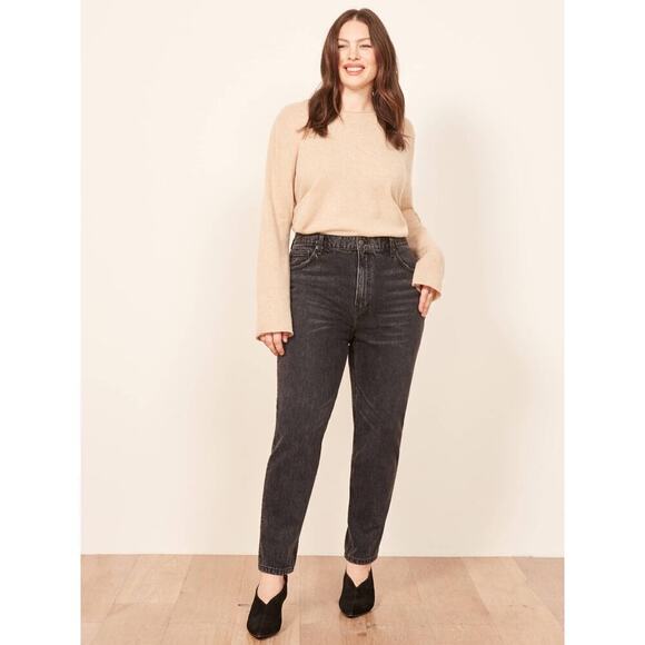 REFORMATION Plus-Size Julia Crop High Rise Cigarette Jean Black Sz 14 - Picture 1 of 7